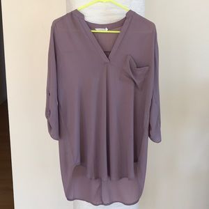 High-Low Long Sleeve Flowy Blouse